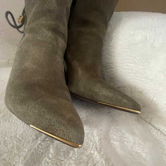 Tory Burch Lila Green Leather (Suede) Women's Bootie Size: 5.5 - Picture 7 of 16